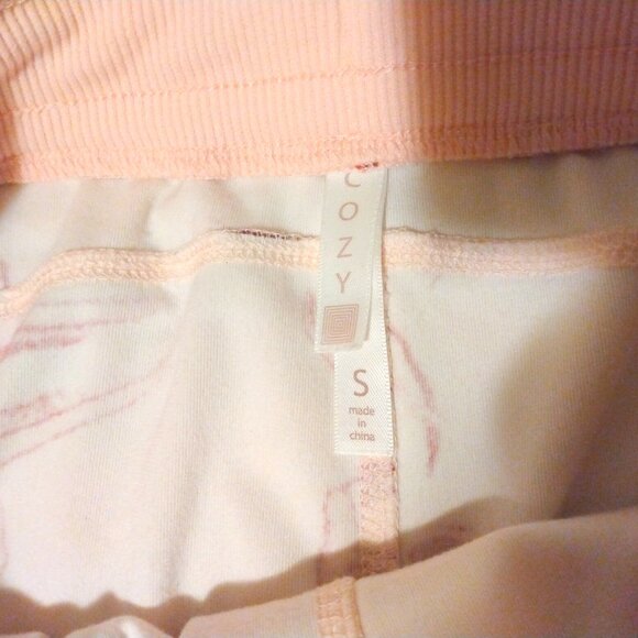 Cozy Pink Floral Cropped Pajama Pants S Cottagecore Loungewear Comfy Sleepwear - Picture 3 of 4